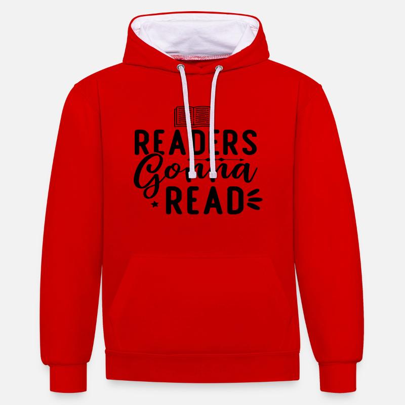 Lecteurs qui vont lire - Sweat à capuche contrasté - rouge/blanc