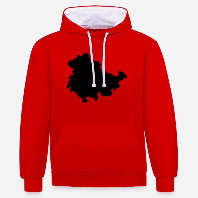 Thuringe - Sweat à capuche contrasté - rouge/blanc