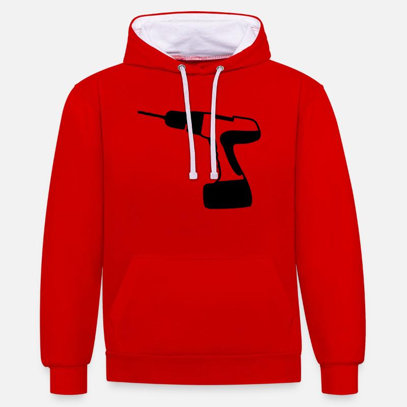 outils - Sweat à capuche contrasté - rouge/blanc