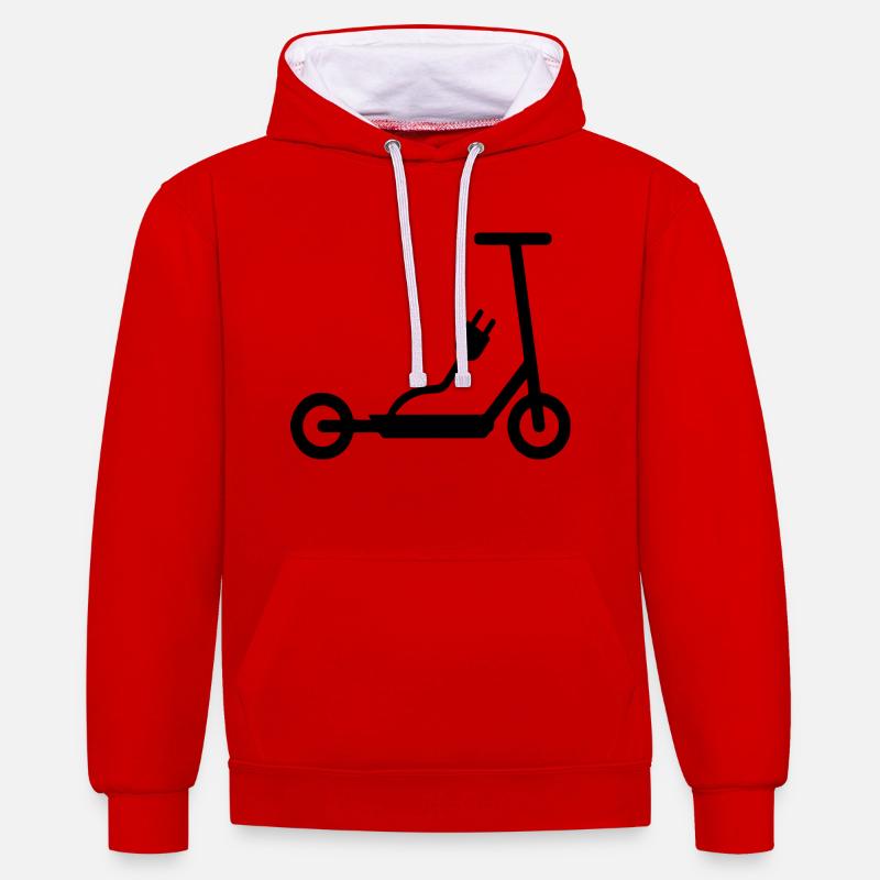 E-Scooter E-Roller Scooter - Kontrast-Hoodie - Rot/Weiß
