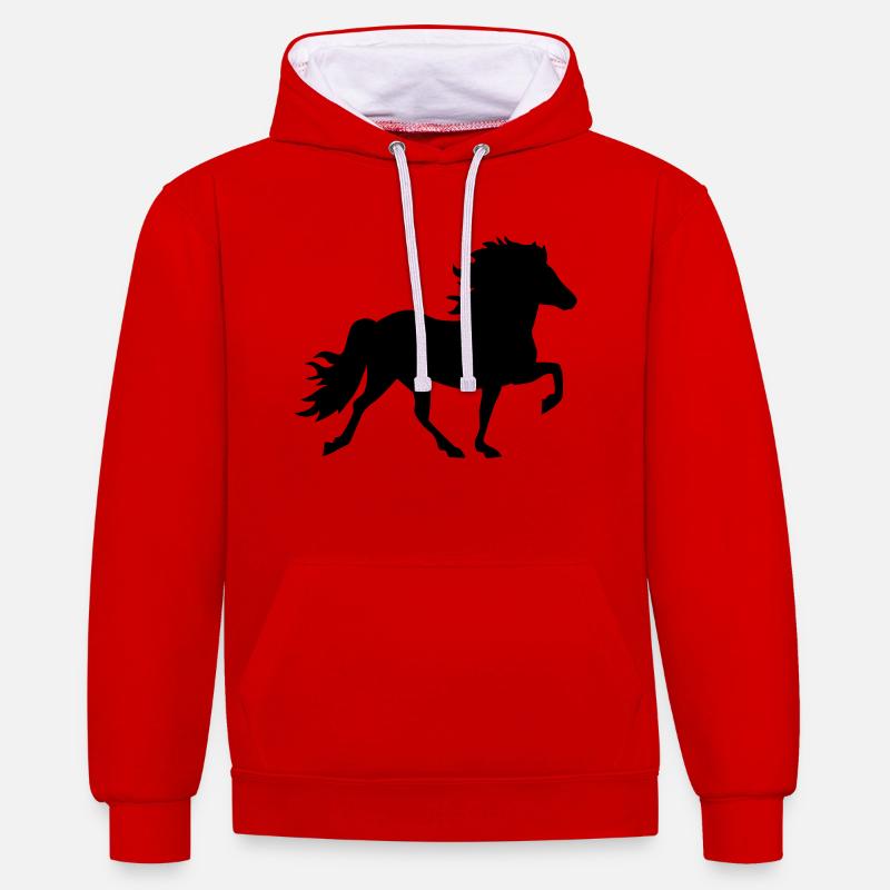 Cheval - Sweat à capuche contrasté - rouge/blanc