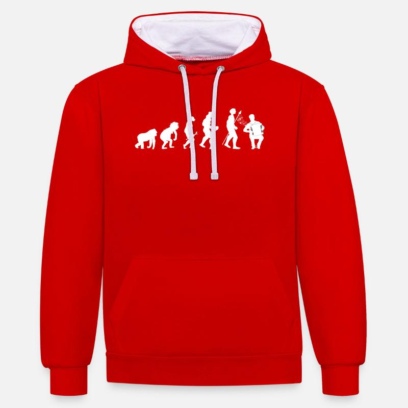 Akkordeon Evolution - Kontrast-Hoodie - Rot/Weiß