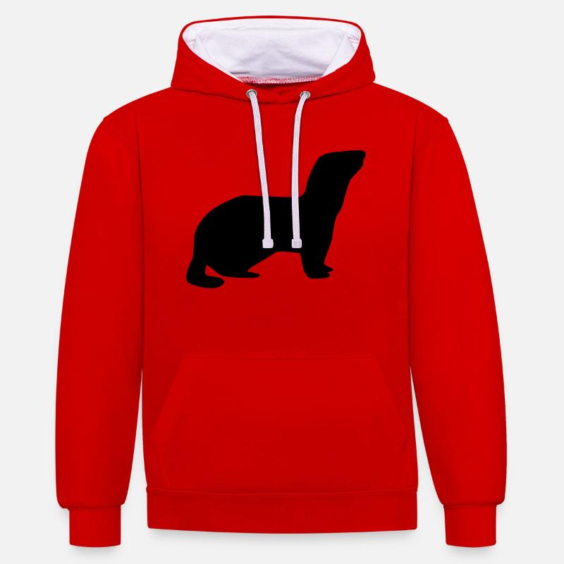 Furet - Sweat à capuche contrasté - rouge/blanc