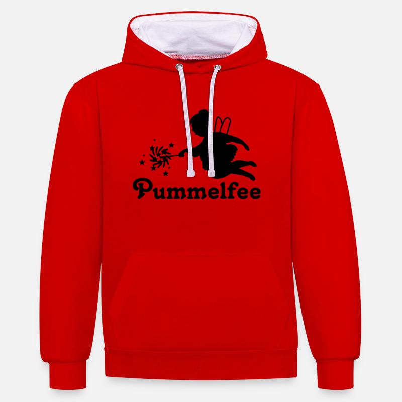 elfe_fee_pummelfee - Sweat à capuche contrasté - rouge/blanc