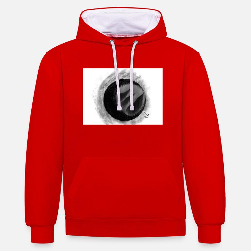 Éclipse finale - Sweat à capuche contrasté - rouge/blanc