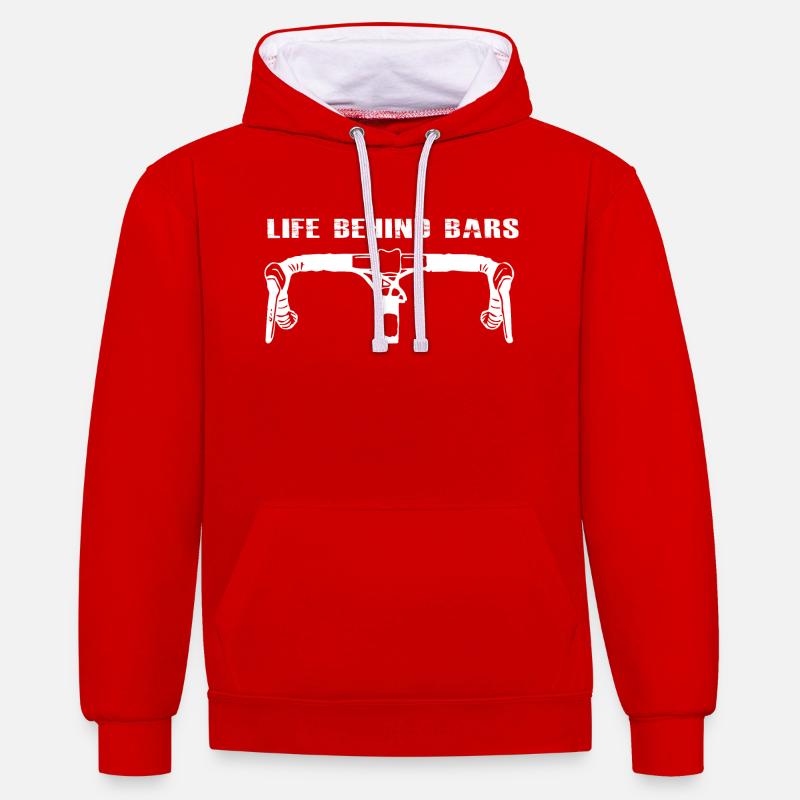 Vélo Cyclisme - Sweat à capuche contrasté - rouge/blanc
