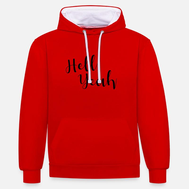 Enfer ouais lettrage - Sweat à capuche contrasté - rouge/blanc