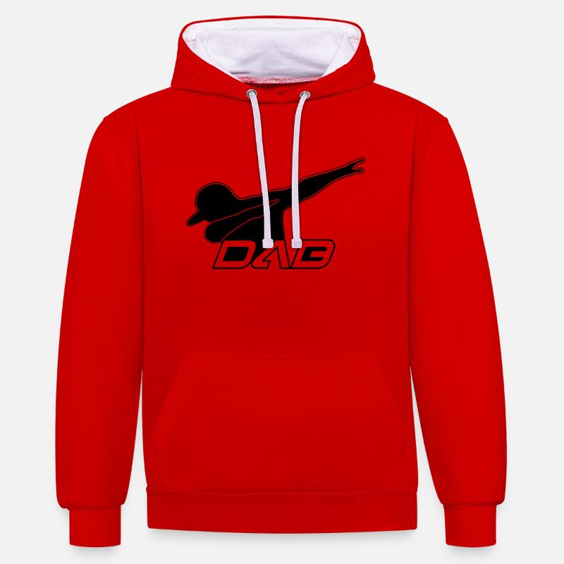 DAB black style - Kontrast-Hoodie - Rot/Weiß