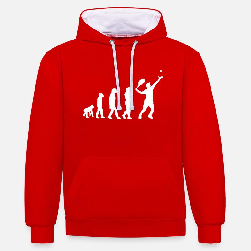 évolution tennis - Sweat à capuche contrasté - rouge/blanc