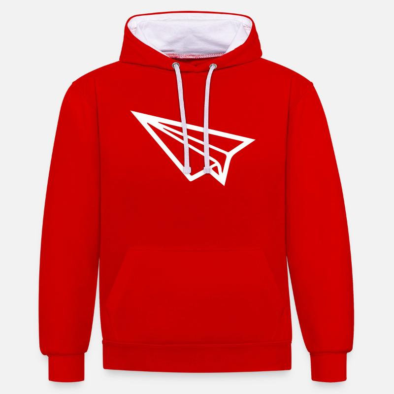Avion en papier - Sweat à capuche contrasté - rouge/blanc