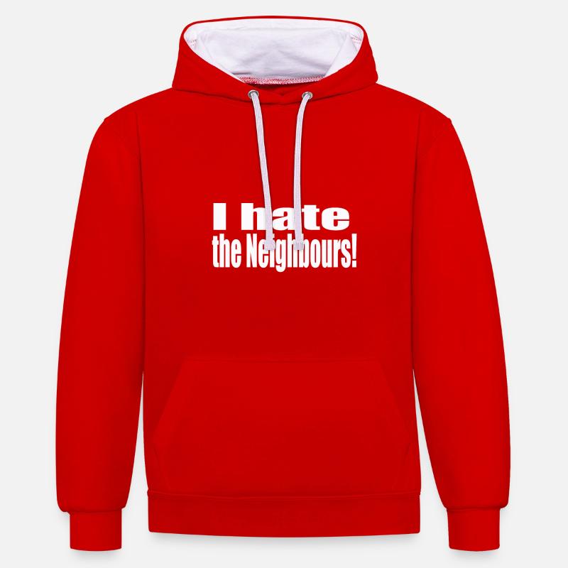 I hate the neighbours - Kontrast-Hoodie - Rot/Weiß