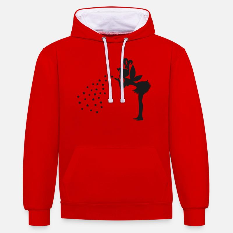 Douce fée, elfe - Sweat à capuche contrasté - rouge/blanc