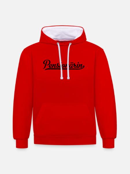 Pensionärin - Kontrast-Hoodie - Rot/Weiß