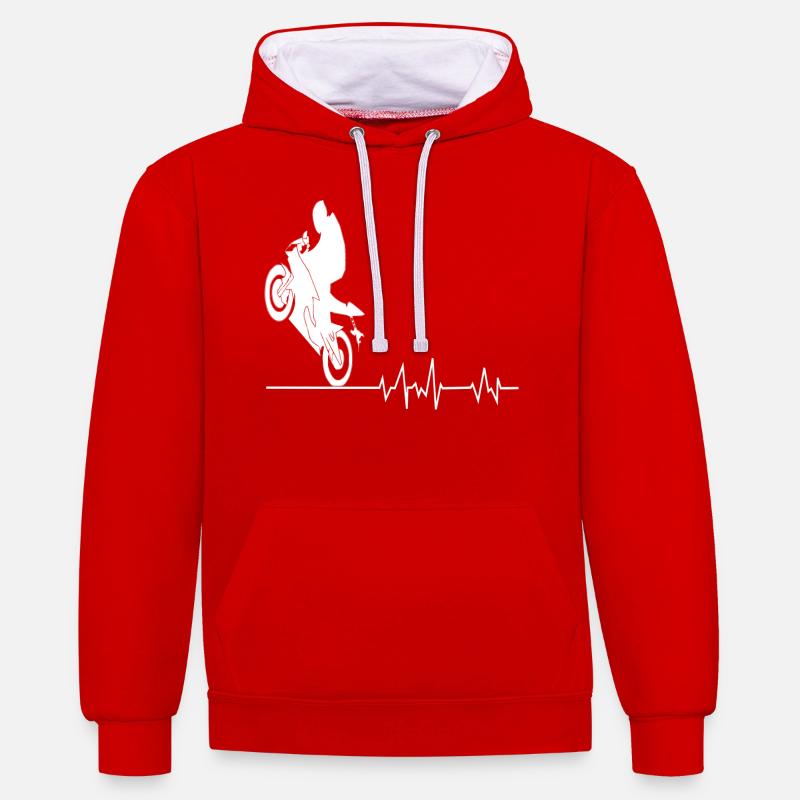 moto - Sweat à capuche contrasté - rouge/blanc