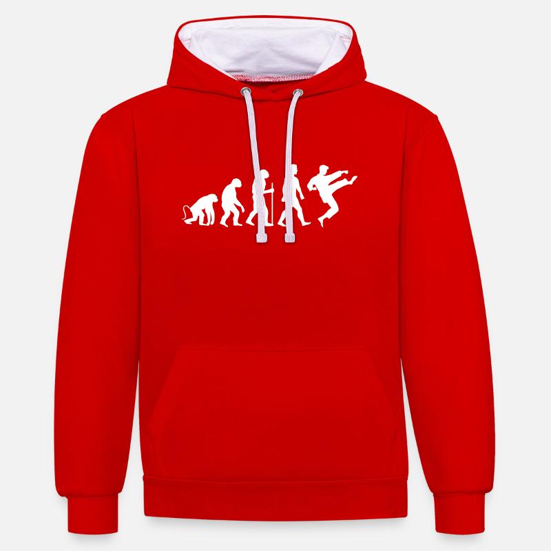 Karaté Évolution - Sweat à capuche contrasté - rouge/blanc
