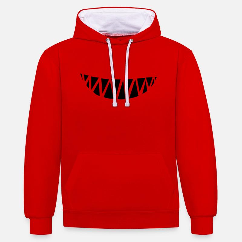 Dents de monstre - Sweat à capuche contrasté - rouge/blanc