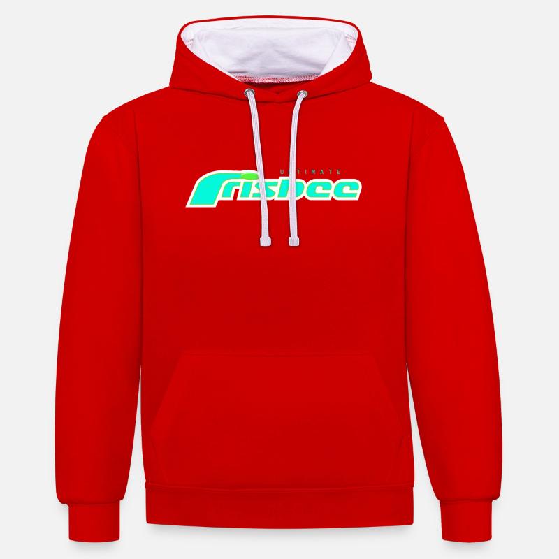 Frisbee Turquoise Ultime - Sweat à capuche contrasté - rouge/blanc