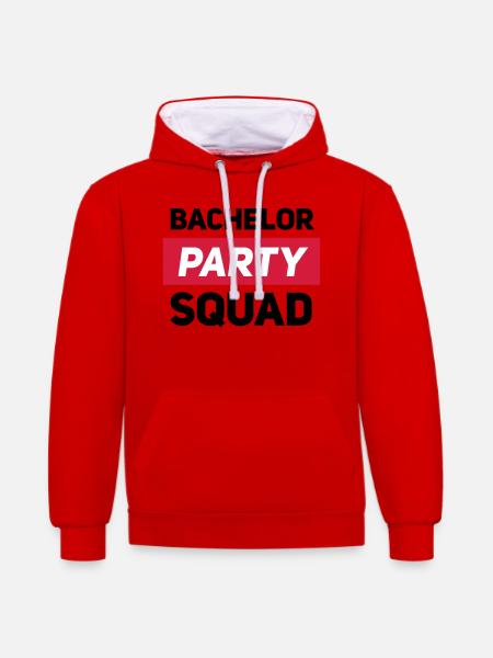 Junggesellenabschied - Kontrast-Hoodie - Rot/Weiß
