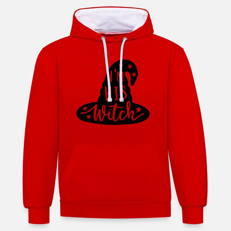 Je suis sa sorcière - Sweat à capuche contrasté - rouge/blanc