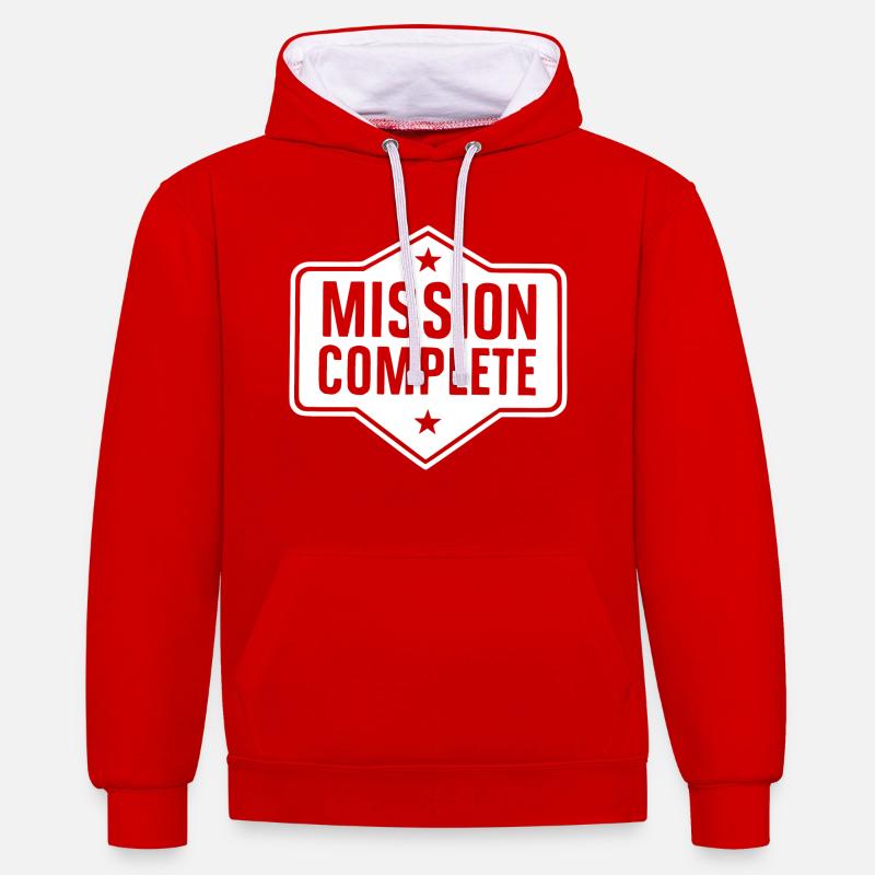 Mission accomplie - Sweat à capuche contrasté - rouge/blanc