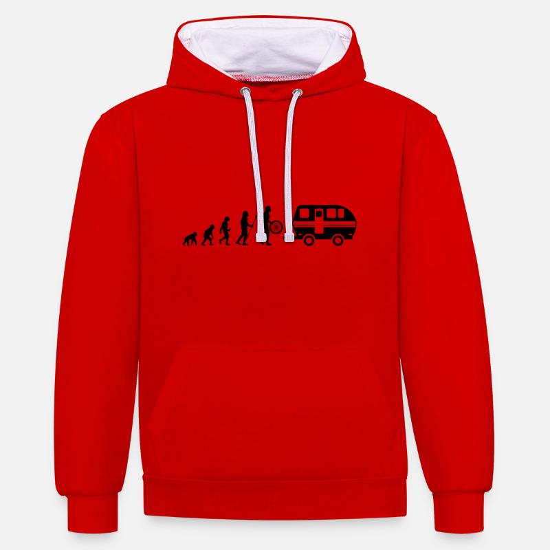 Camping Evolution - - Sweat à capuche contrasté - rouge/blanc