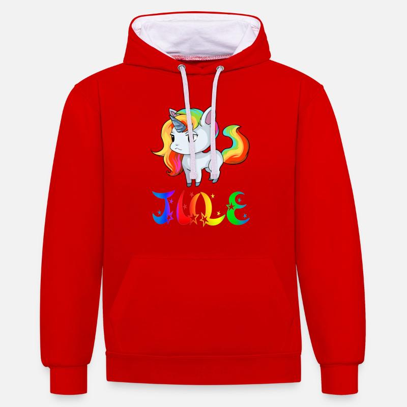 Jule Einhorn - Sweat à capuche contrasté - rouge/blanc
