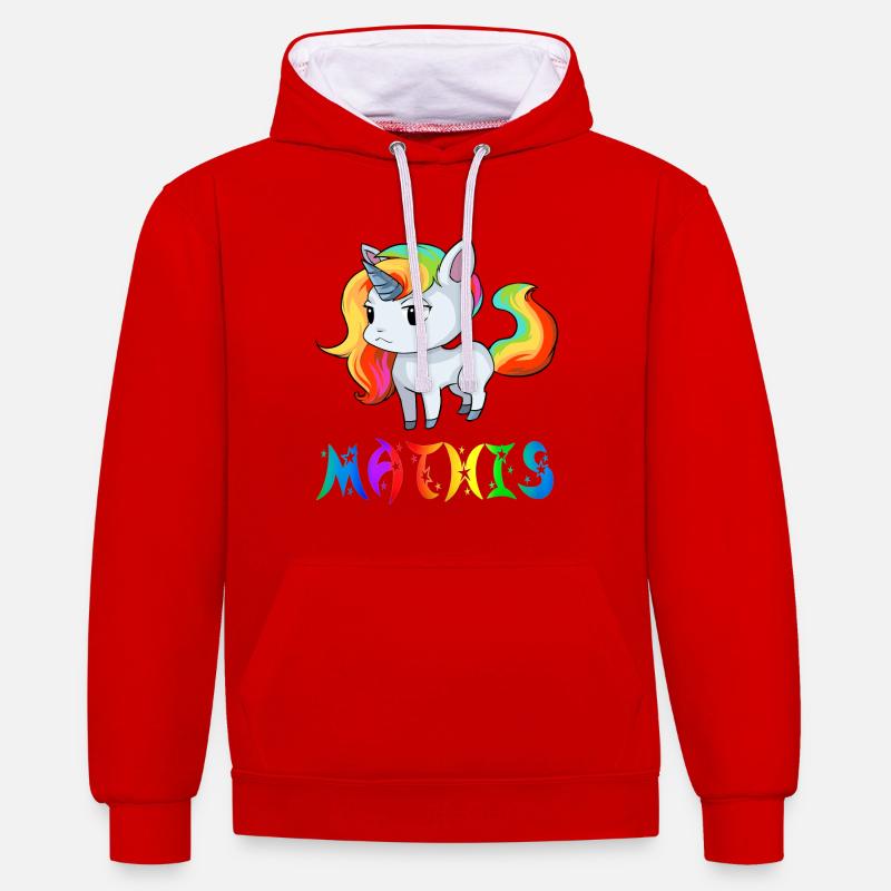 Einhorn Mathis - Sweat à capuche contrasté - rouge/blanc