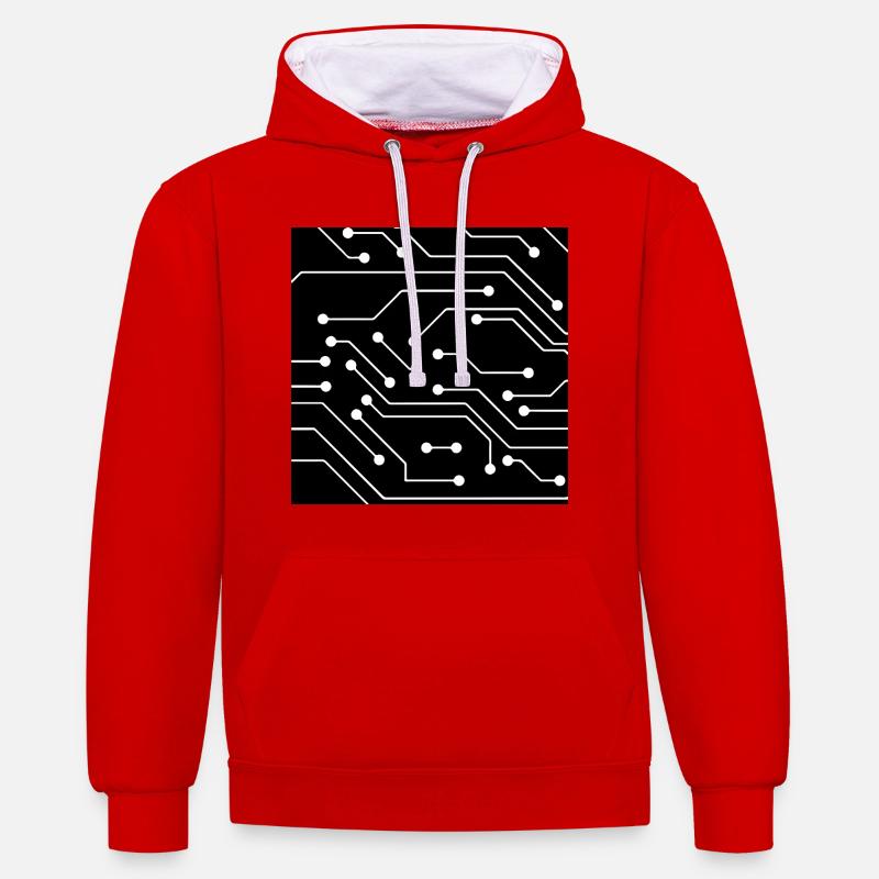 Computer pattern - Contrast hoodie - red/white