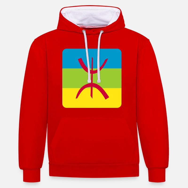 autocollant drapeau berbère réf amazigh - Sweat à capuche contrasté - rouge/blanc