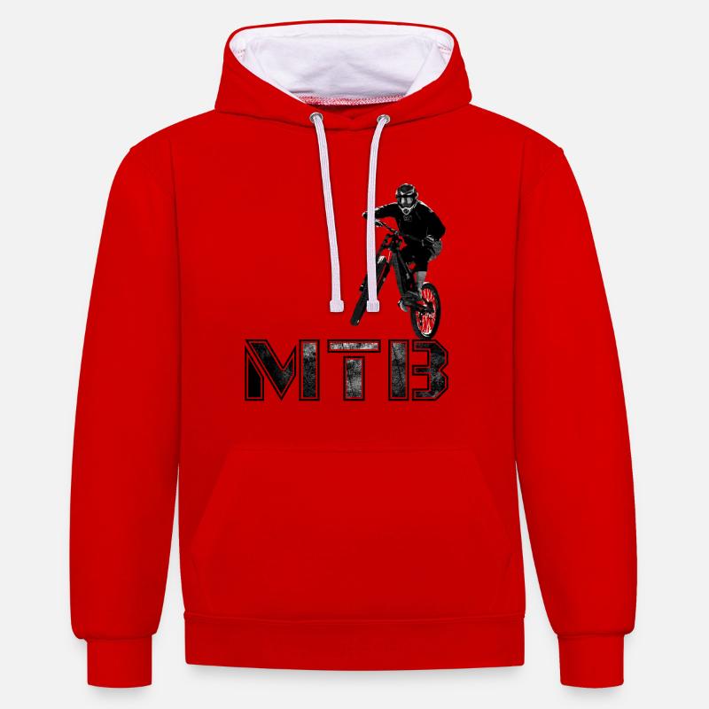 Cadeau VTT VTT - Sweat à capuche contrasté - rouge/blanc
