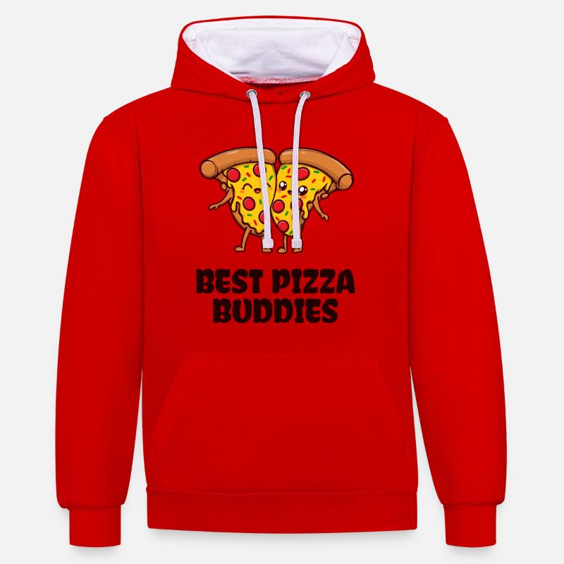 Pizza Buddy Meilleur Déclaration des Amis - Sweat à capuche contrasté - rouge/blanc