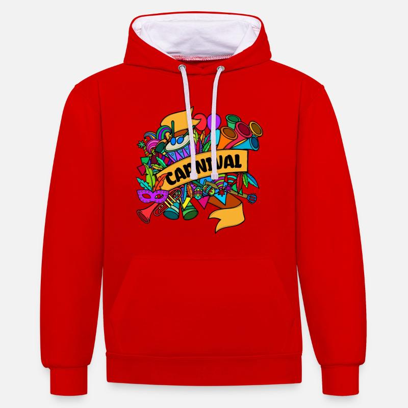 Carnaval Masques Carnaval défilé - Sweat à capuche contrasté - rouge/blanc