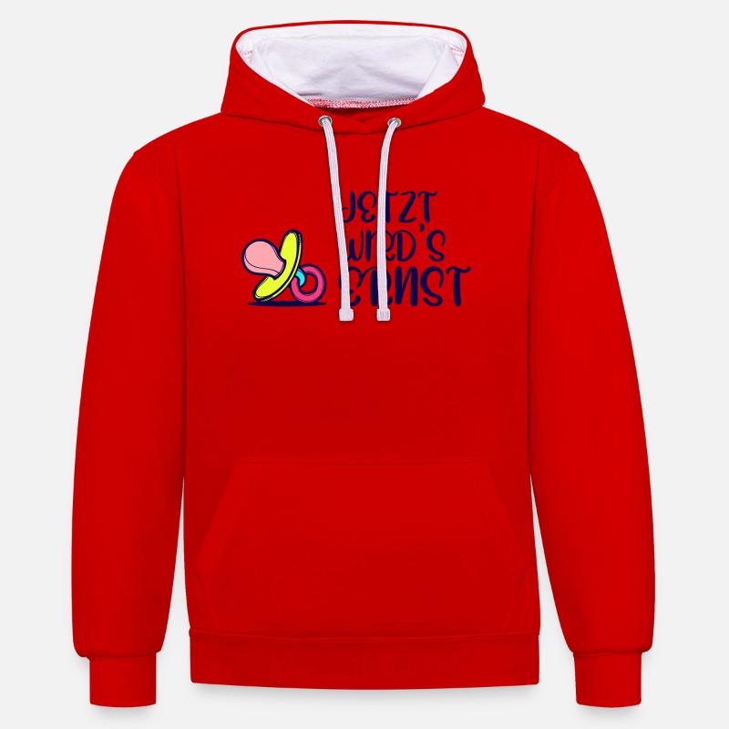 Elternschaft Eltern Geburt Statement Schwanger - Kontrast-Hoodie - Rot/Weiß