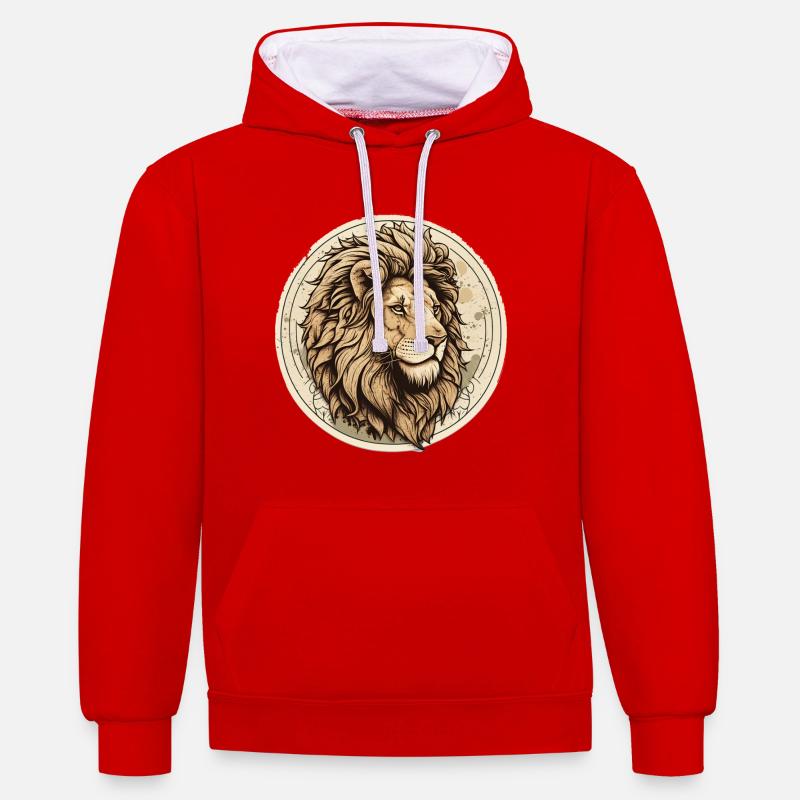 Regal Lion Circle Patch - Contrast hoodie - red/white
