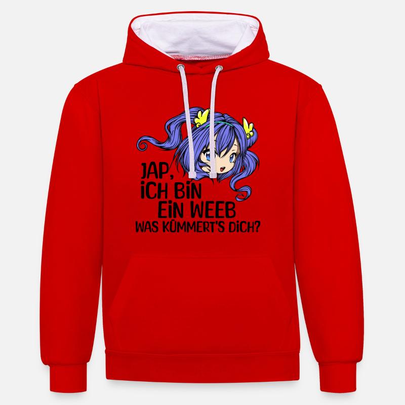 Comic Mädchen Anime Mangastyle Manga Statement - Kontrast-Hoodie - Rot/Weiß