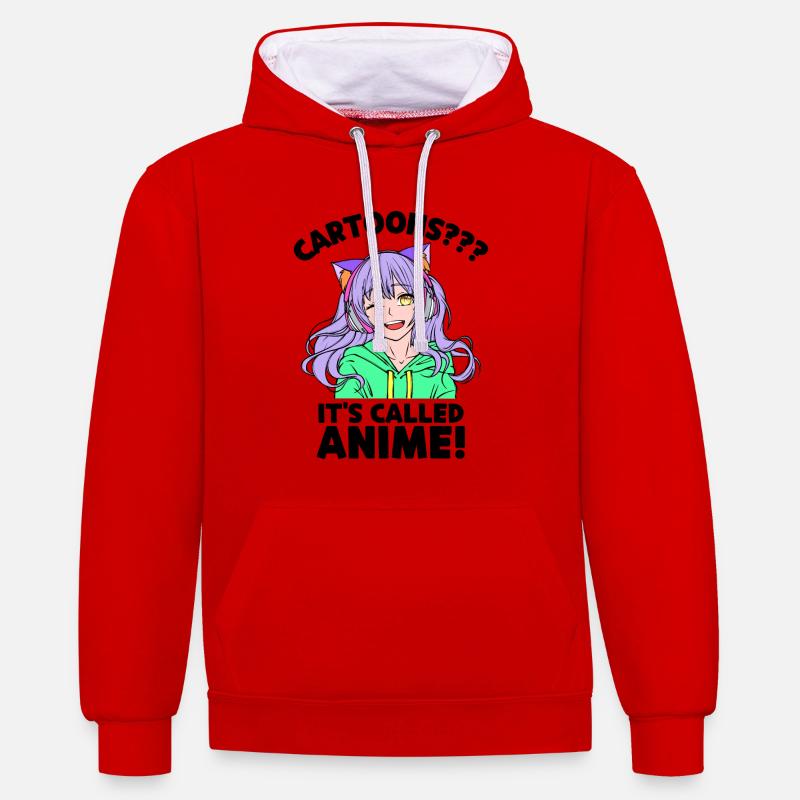 Anime Animation Déclaration Animation Manga Comic - Sweat à capuche contrasté - rouge/blanc