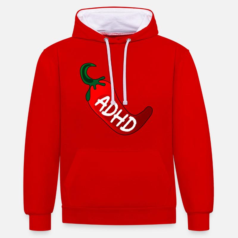 NEUORDIVERSITY ADHD PEPERONI - Sweat à capuche contrasté - rouge/blanc
