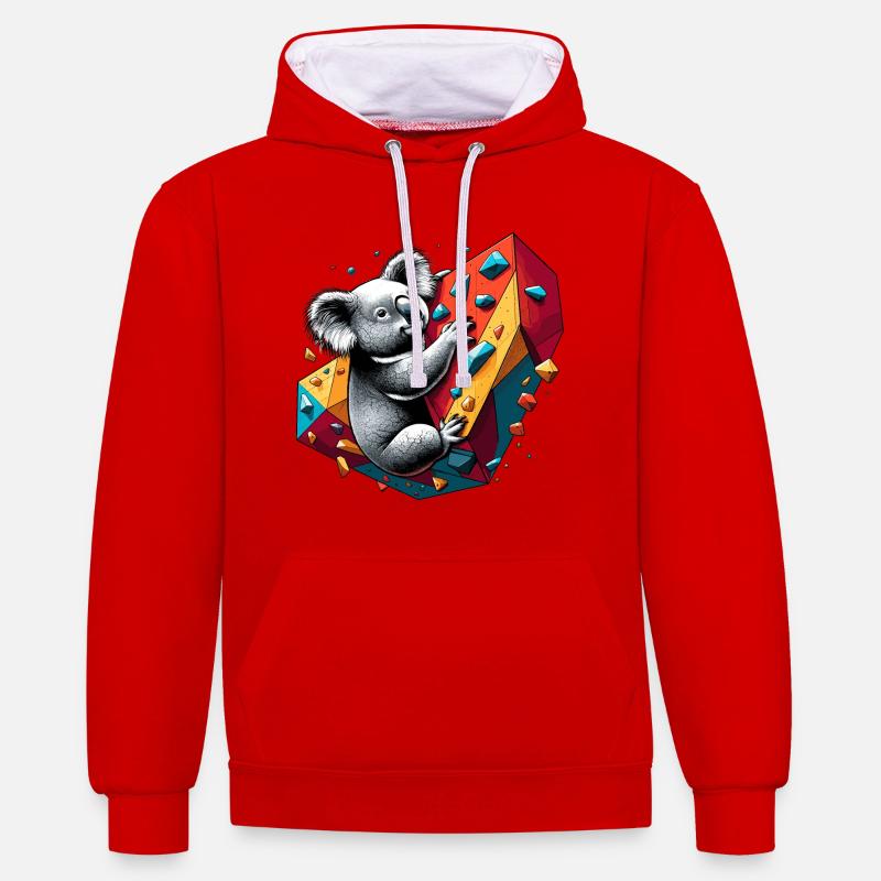Bouldern Koala Geschenk - Kontrast-Hoodie - Rot/Weiß