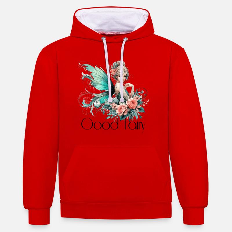 Cadeau de fée marraine - Sweat à capuche contrasté - rouge/blanc