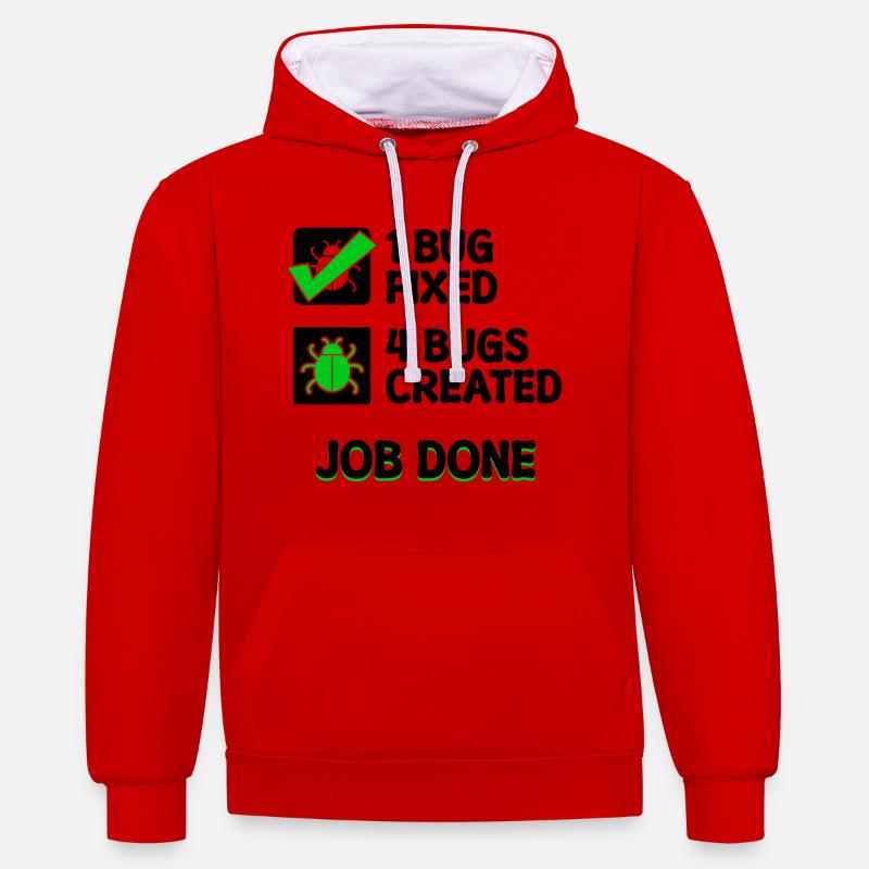 Programmierer Developer Bugfixing Bugs Skripting - Kontrast-Hoodie - Rot/Weiß