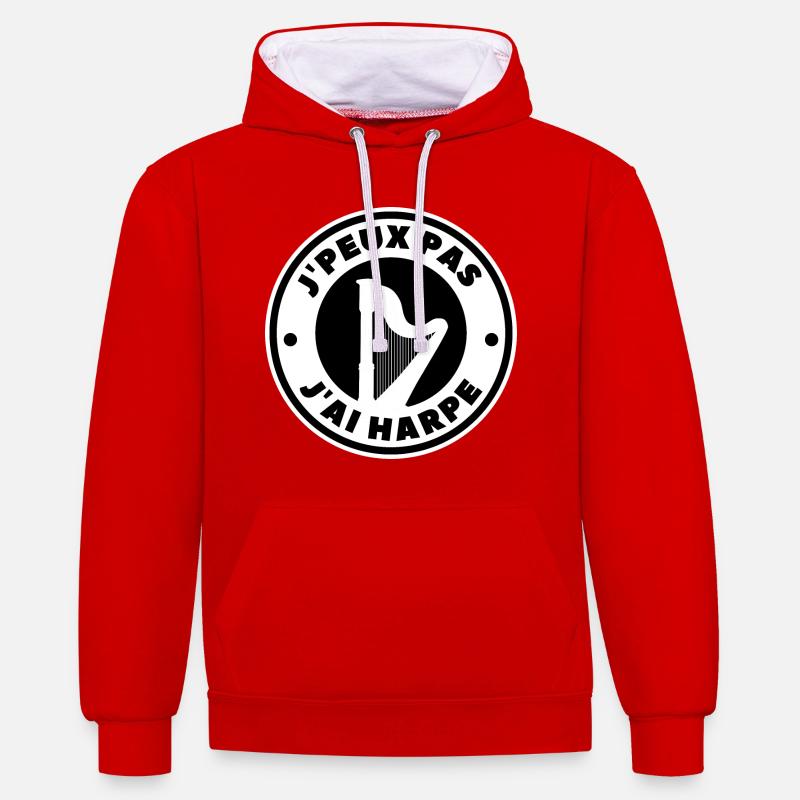 je peux pas j'ai harpe - Sweat à capuche contrasté - rouge/blanc