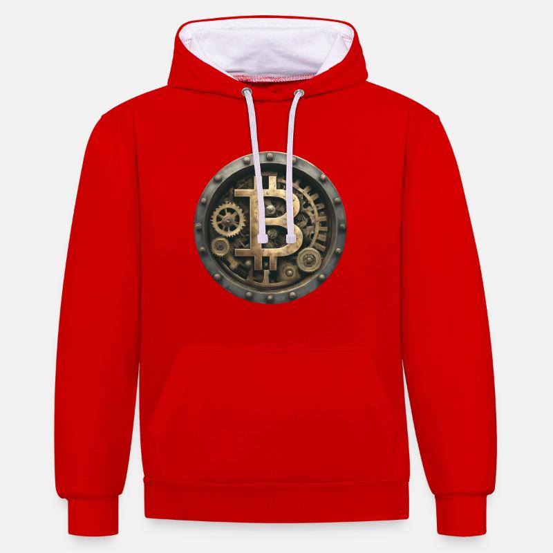 La machine Bitcoin - Sweat à capuche contrasté - rouge/blanc