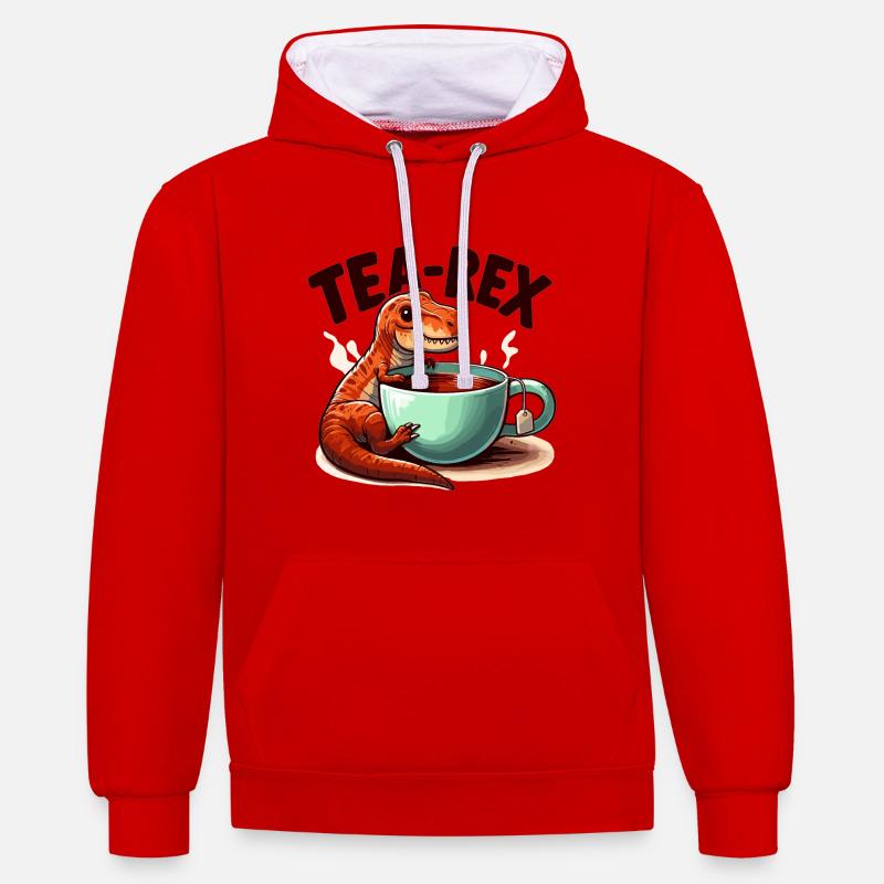Tee Rex Tee-Rex Teetrinker Geschenk - Kontrast-Hoodie - Rot/Weiß