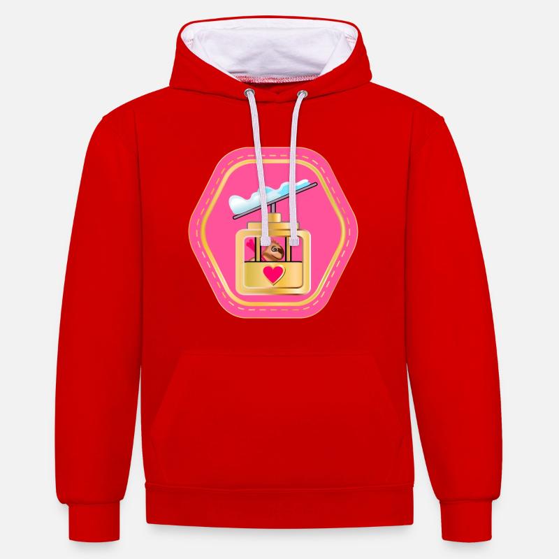TÉLÉCABINE DE SKI CAPYBARA - Sweat à capuche contrasté - rouge/blanc