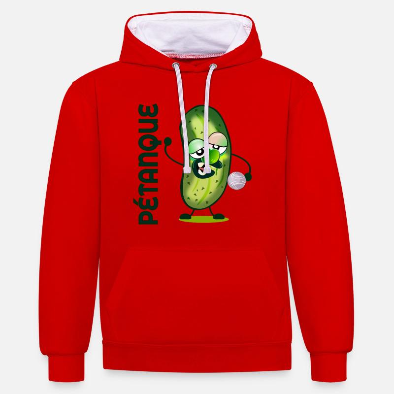 Cornichons Pétanque - Sweat à capuche contrasté - rouge/blanc