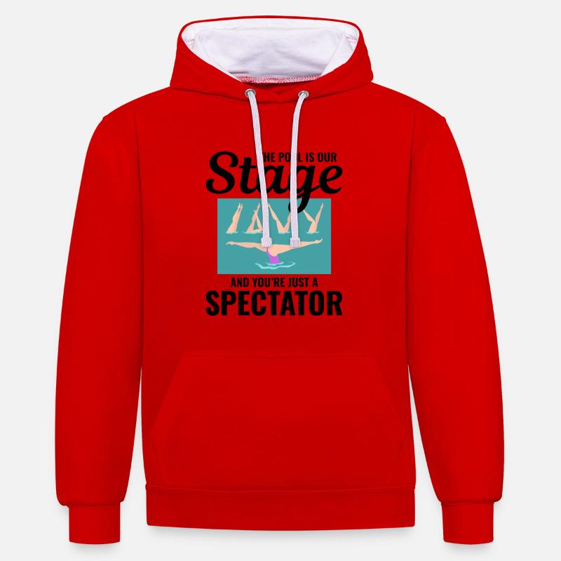 Nageurs synchronisés en eau libre - Sweat à capuche contrasté - rouge/blanc