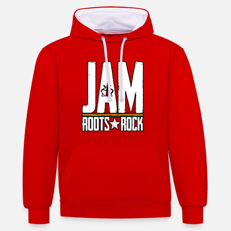 JAM Roots Rock Reggae Design - Sweat à capuche contrasté - rouge/blanc