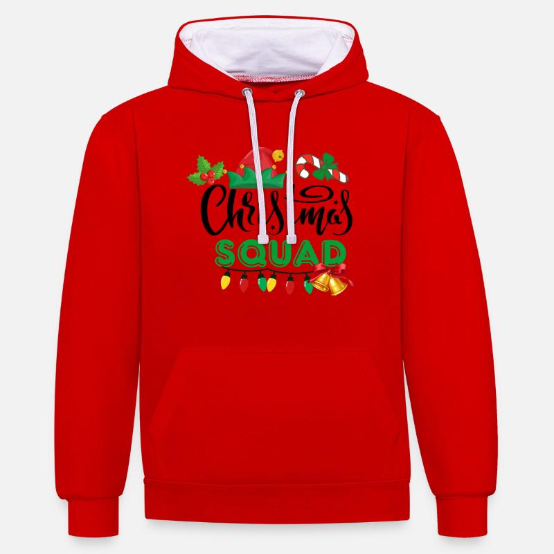 Équipe de Noël, Épouser Noël - Sweat à capuche contrasté - rouge/blanc