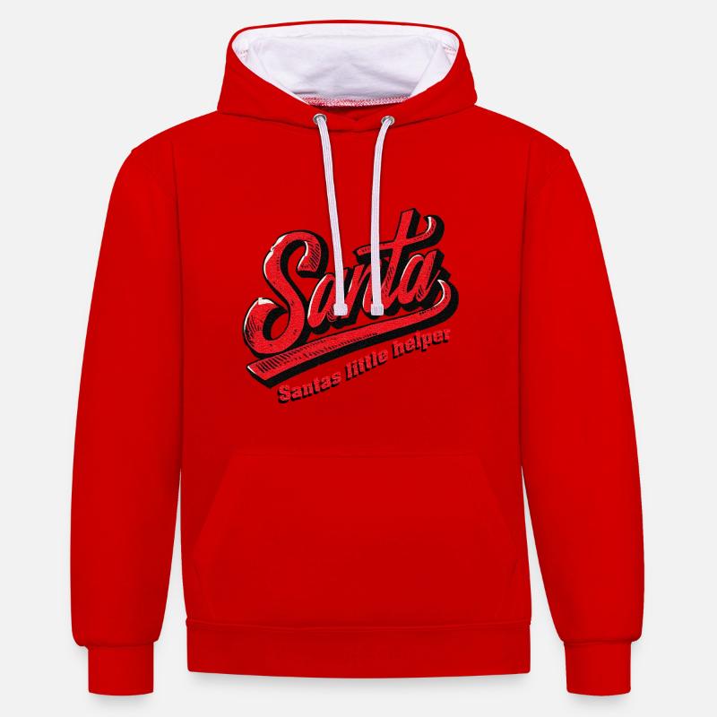 Le petit assistant du Père Noël - Sweat à capuche contrasté - rouge/blanc