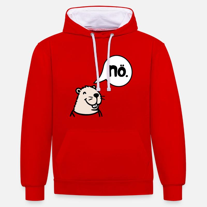 Annulation de Capybara Non Non - Sweat à capuche contrasté - rouge/blanc